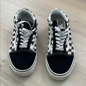 Vans Old Skool Primary Checkerboard Low-Top Sneakers in Black & White
